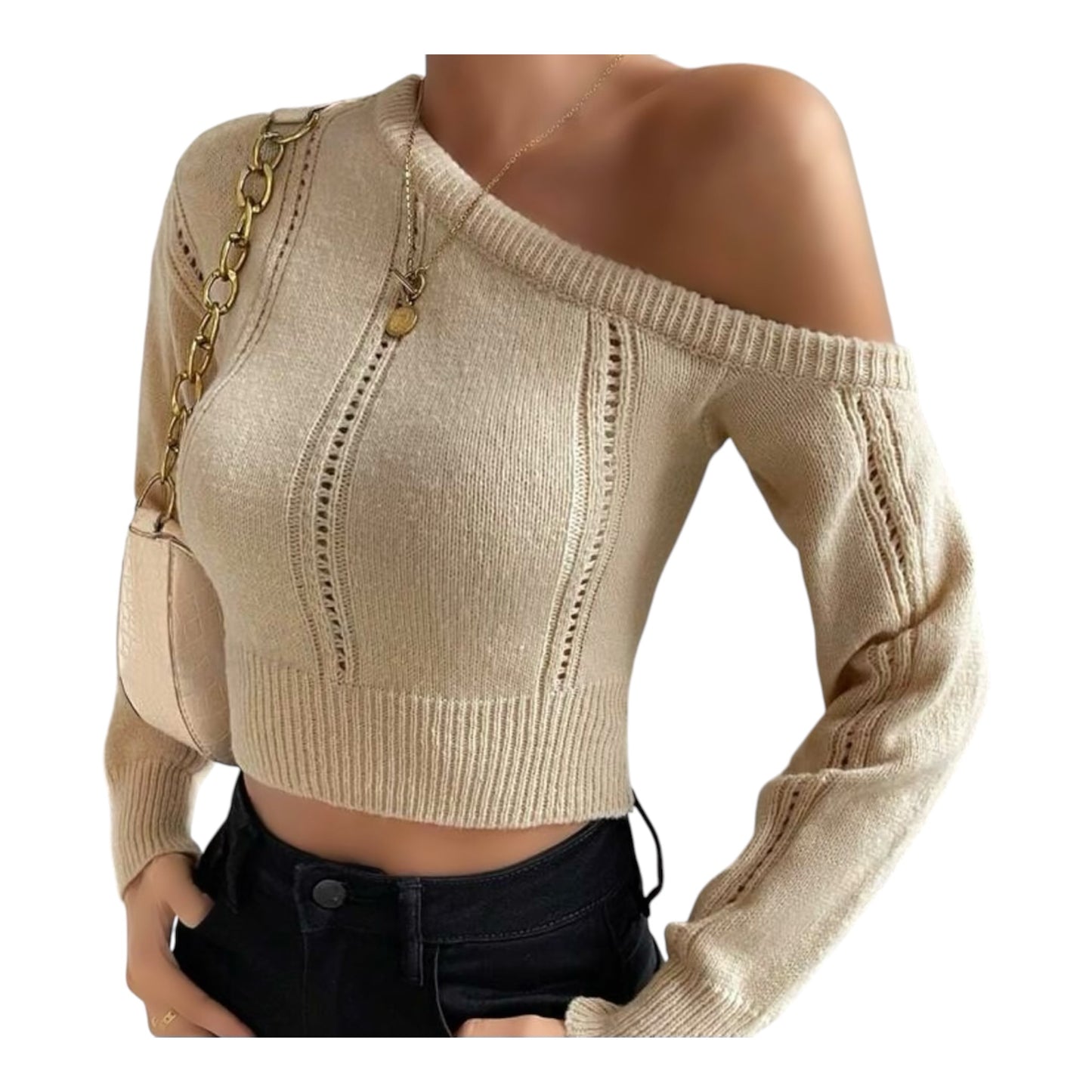 Beige sweater top