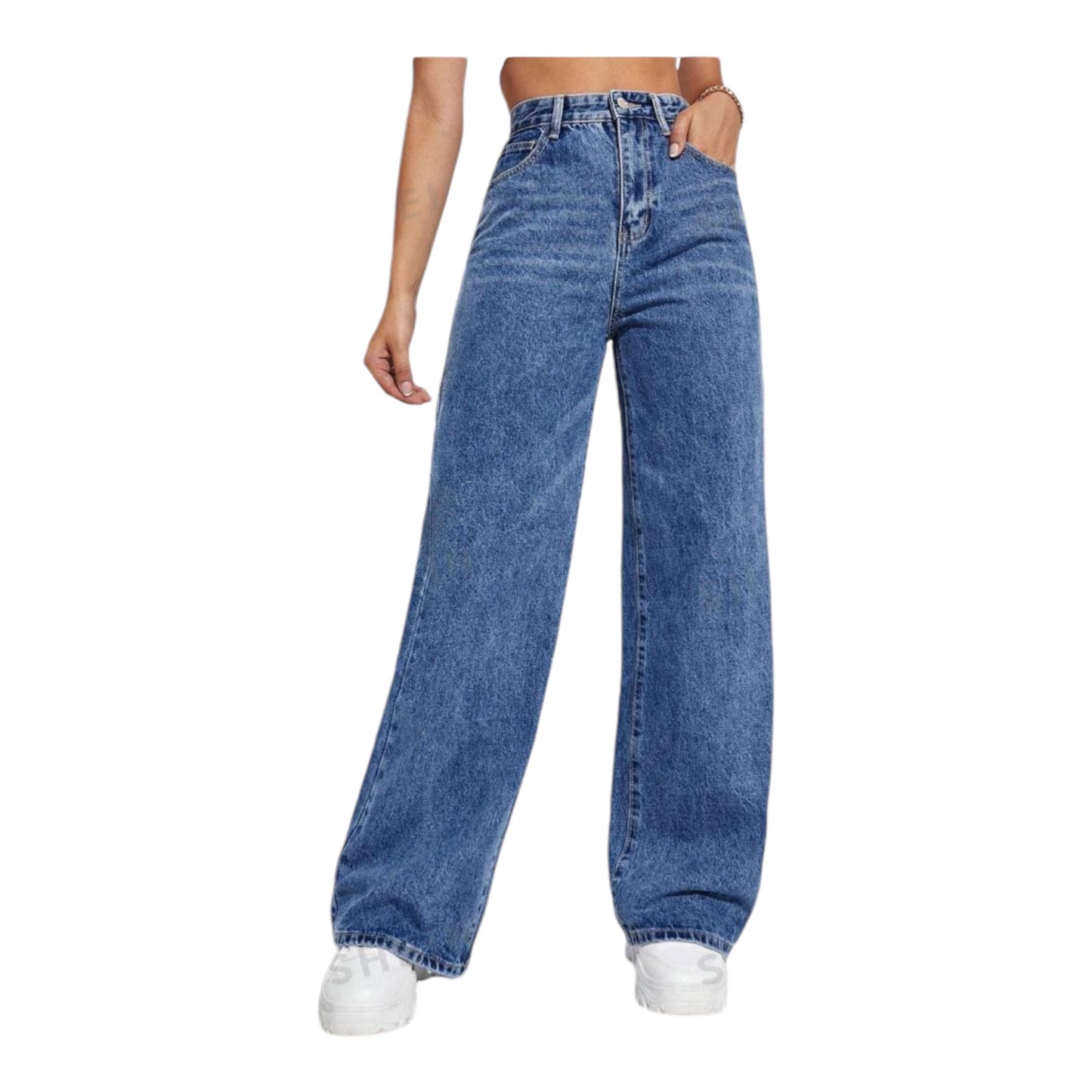 denim wide leg jeans