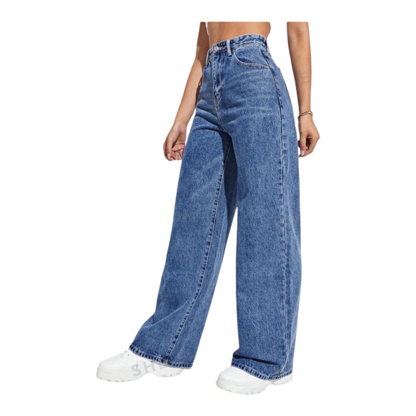 denim wide leg jeans