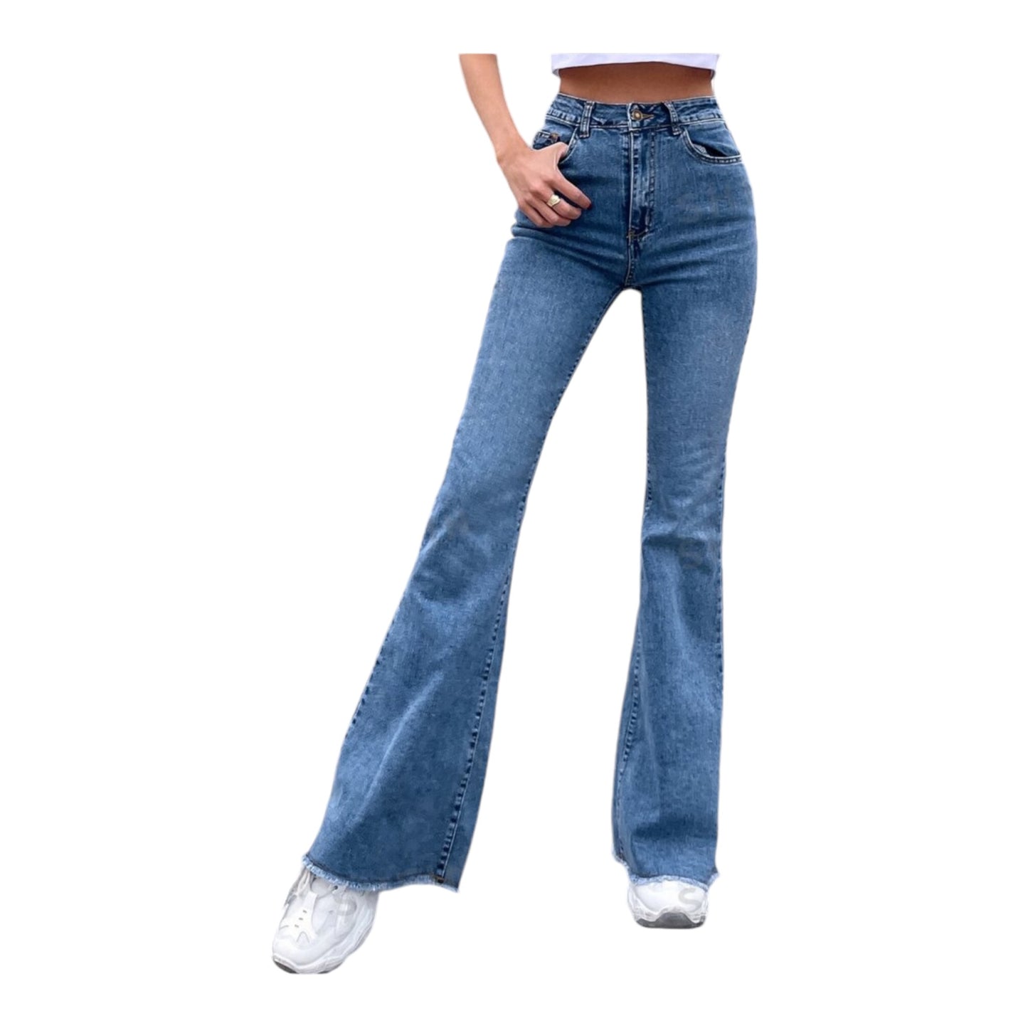 Denim flare leg pants